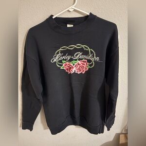 Vintage Harley Davidson crew neck large black Alaska roses